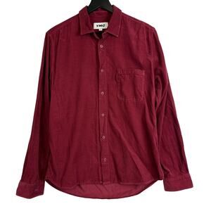 YMC You Must Create Corduroy Button Up Shirt Red Mens Organic Cotton - S